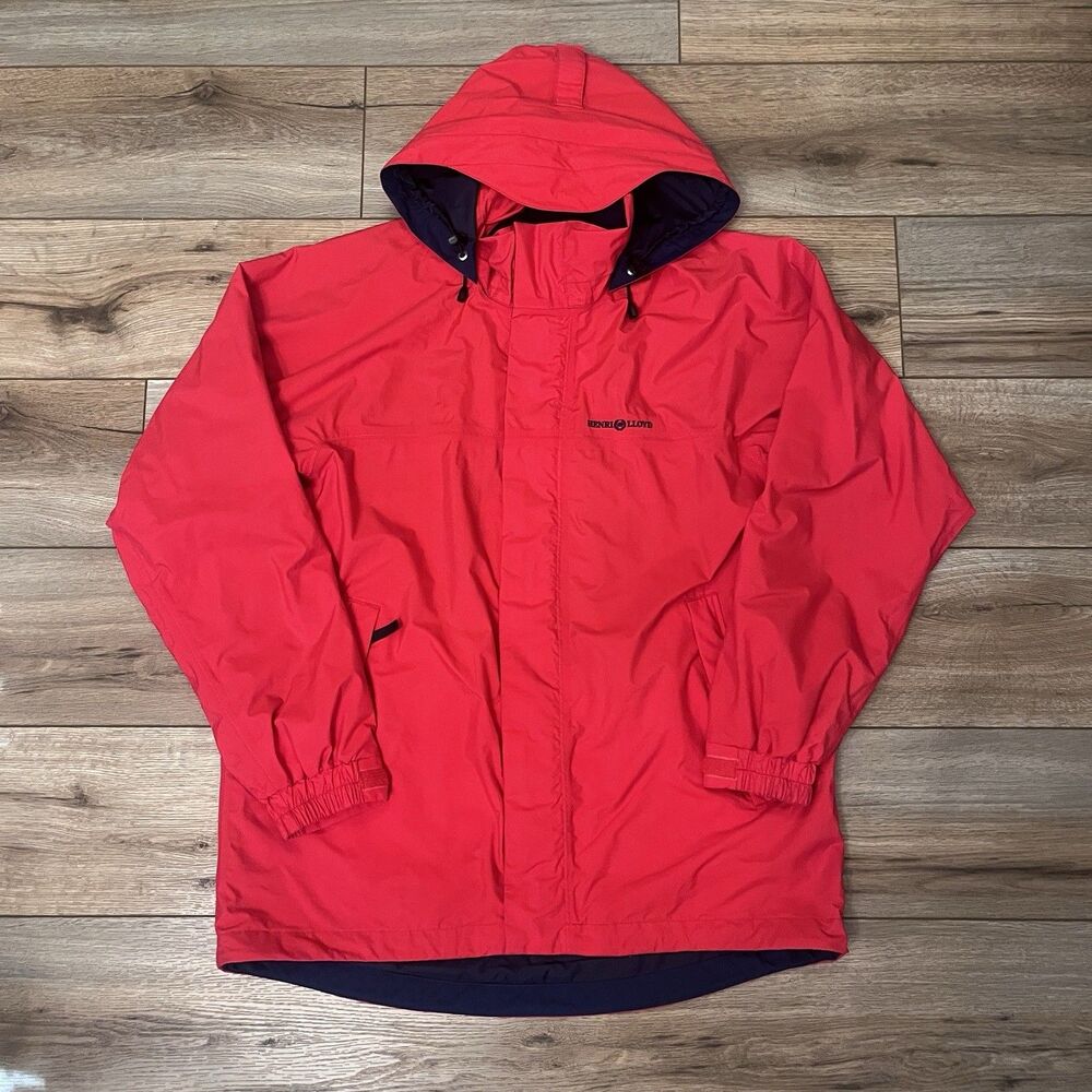 Henri Lloyd Red Full Zip Sailing Jacket Windbreaker Mesh Lined Hooded Men's M